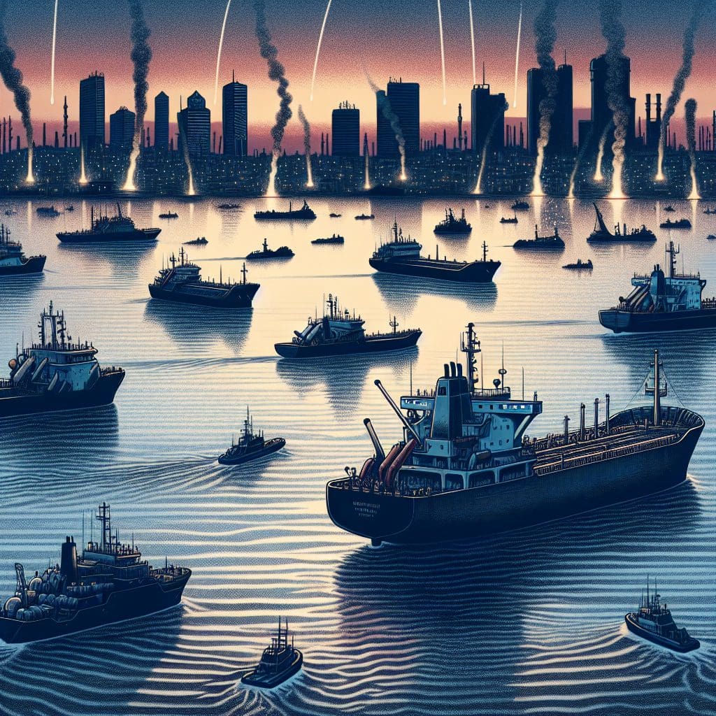 Iran Aims at Commercial Vessels and Oil Facilities Amidst U.S.-Israeli Strikes in Central Beirut, Escalating Tensions