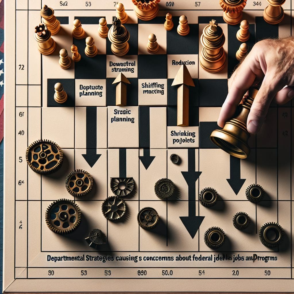 Departmental strategies raise worries about reductions in federal jobs and programs.