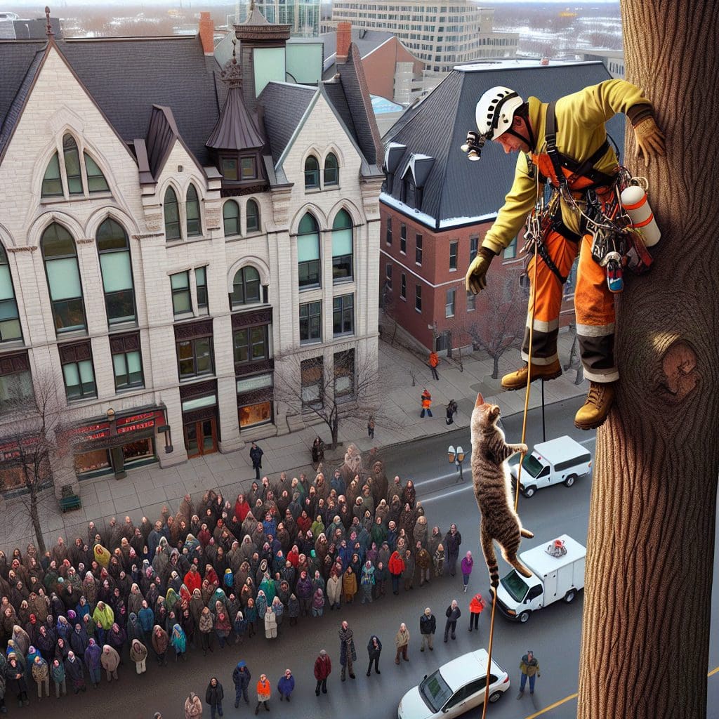 Tree expert saves cat stuck in an 8-story tree in eastern Ottawa