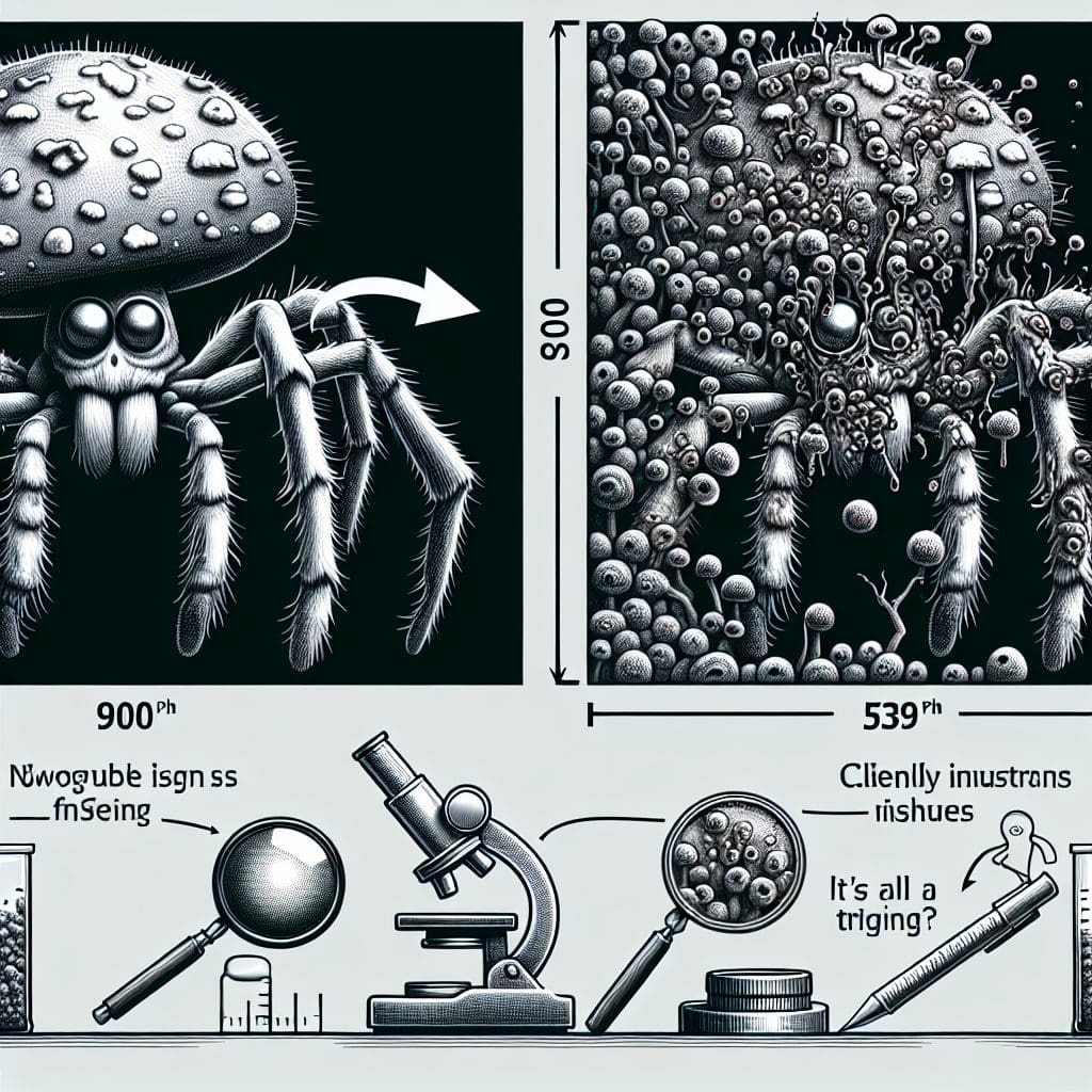 This spider appears to be a casualty of a zombie fungus, but researchers claim it’s all a trick.